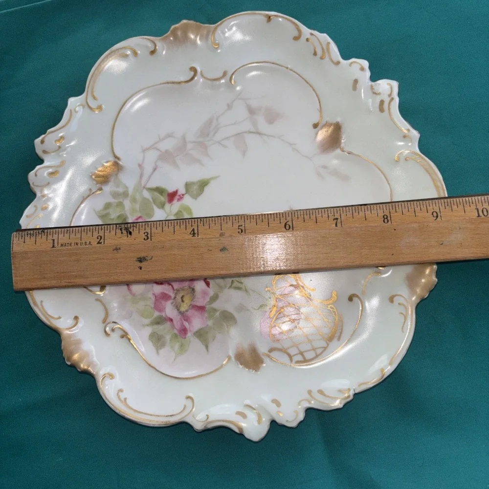 Limoges A. Lanternier France Pink Flowers Hand Painted 9.25